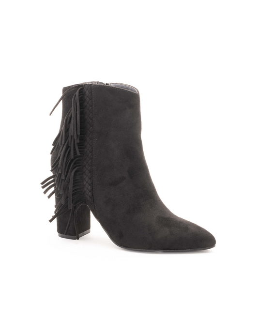 Corky’s Westbound Fringe Faux Suede Booties - BOOTS
